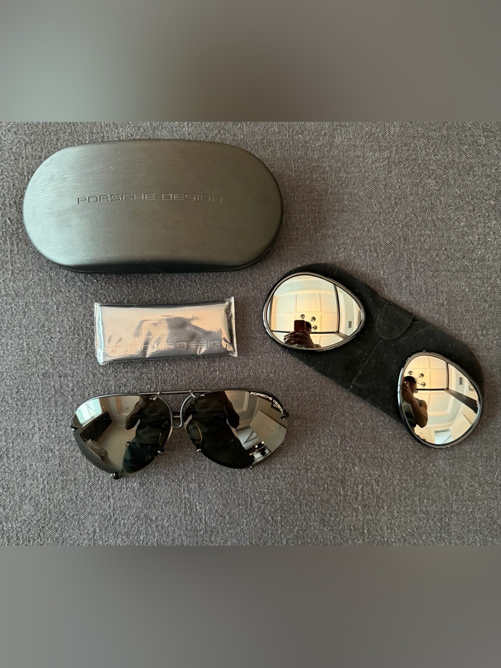Porsche Design Men’s Carrera Black Aviator Sunglasses w Extra Mirrored Lenses